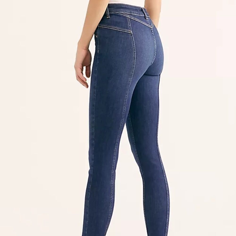 FREE people skinny cropped seamed distressed jeans